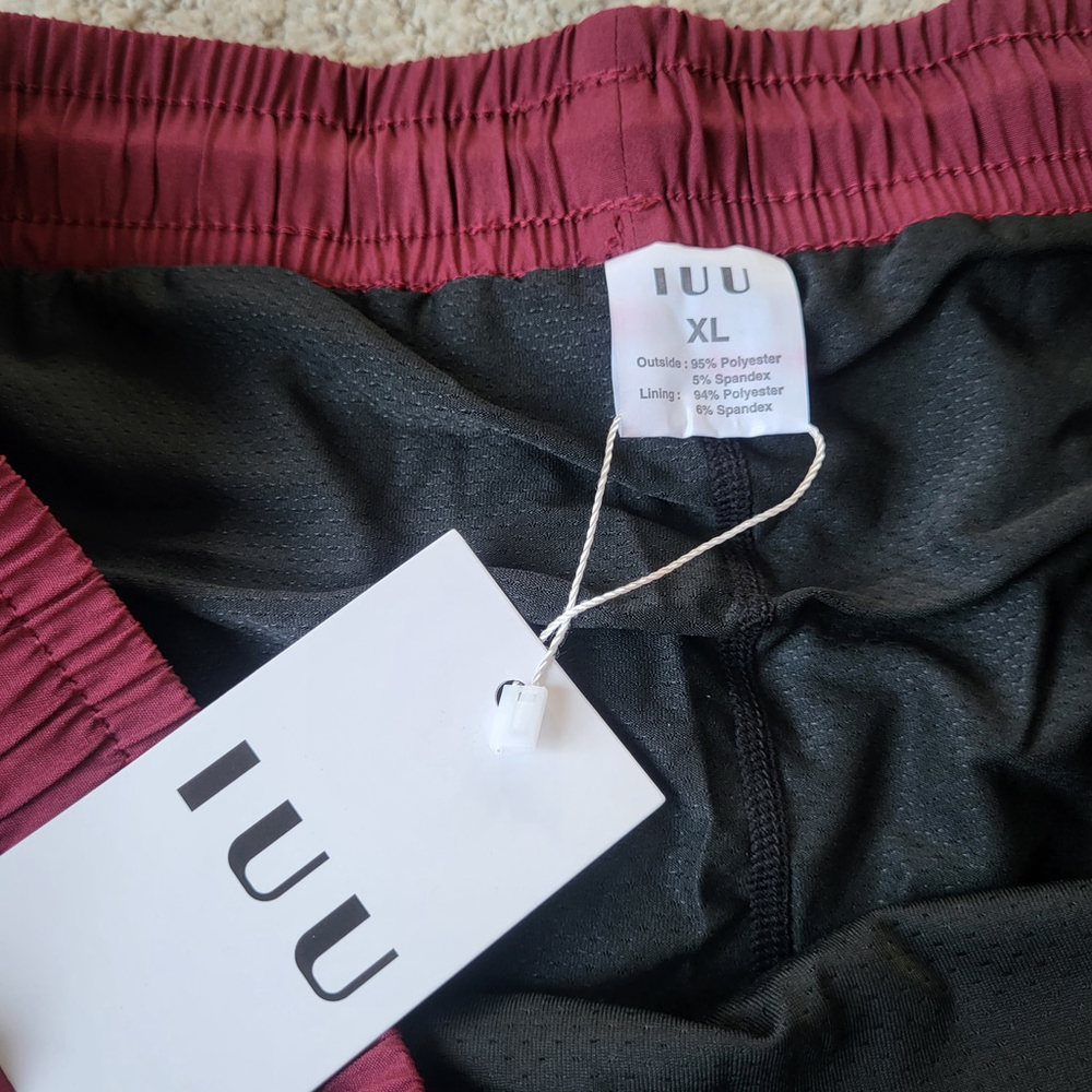Men’s IUU Swim Trunks with Compression Liner – Burgundy – Size XL – NWT - Picture 6 of 10